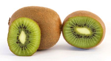 a cross-section of Green Kiwi Actinidia deliciosa